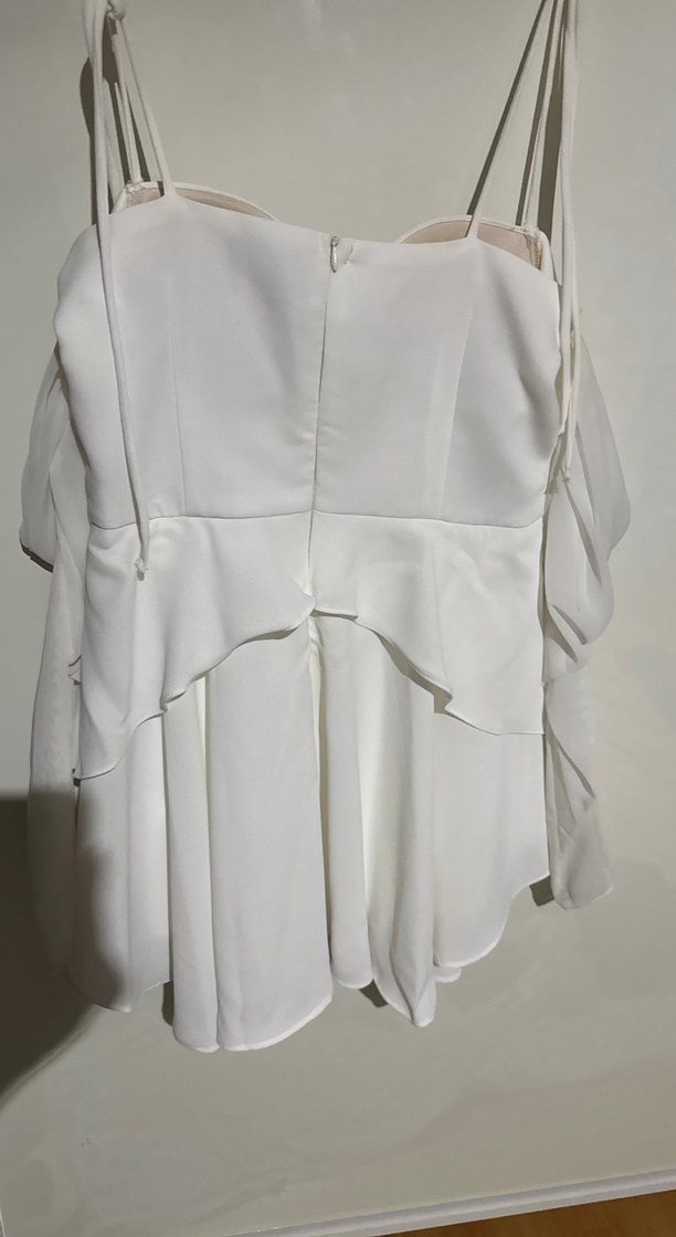 İnce askılı Mini Beyaz Elbise - Görsel 2