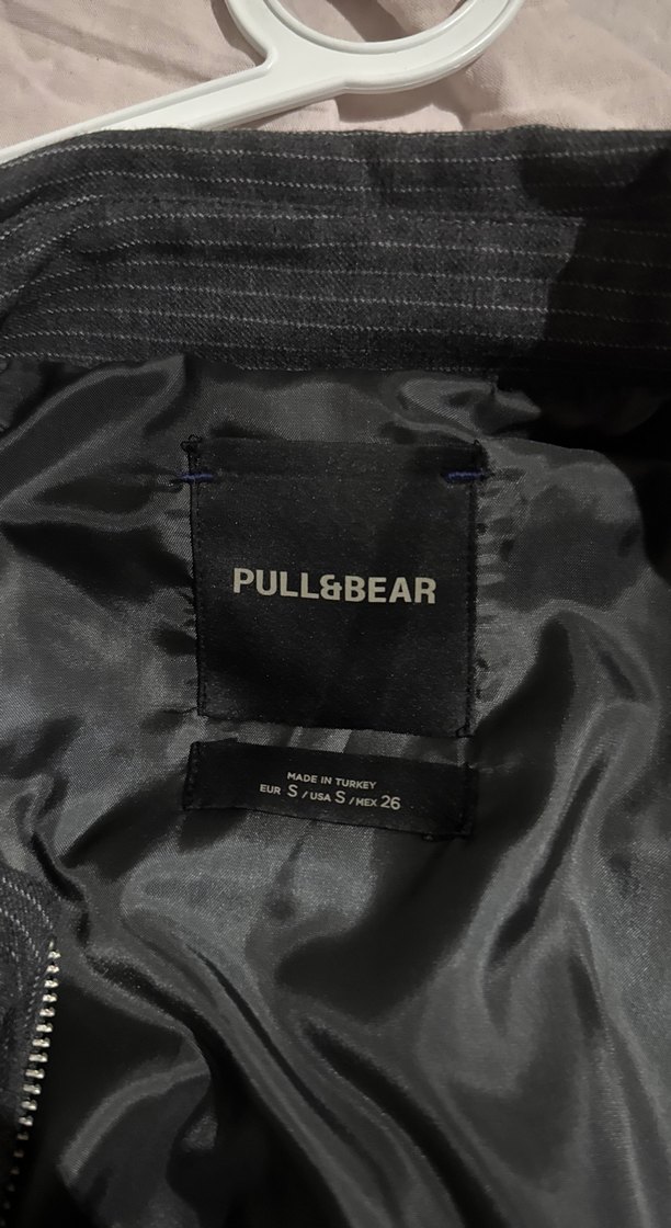 Gri Düz Çizgili Kadın Midi Ceket - Görsel 3