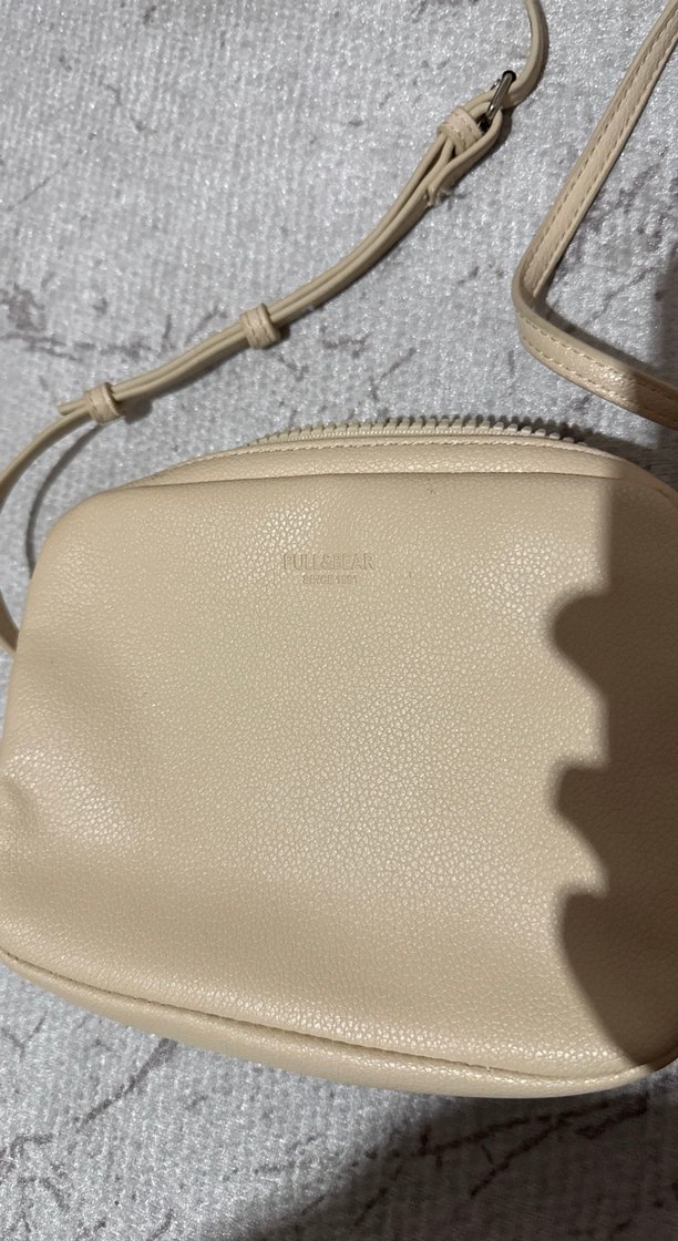 Bej Deri Kadın Çapraz Askılı Çanta - Görsel 2