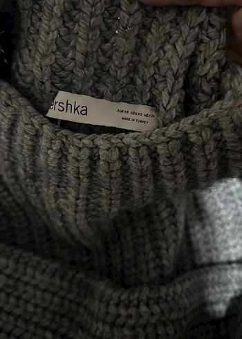 Gri Örgü Boğazlı Kadın Kazak - Görsel 3