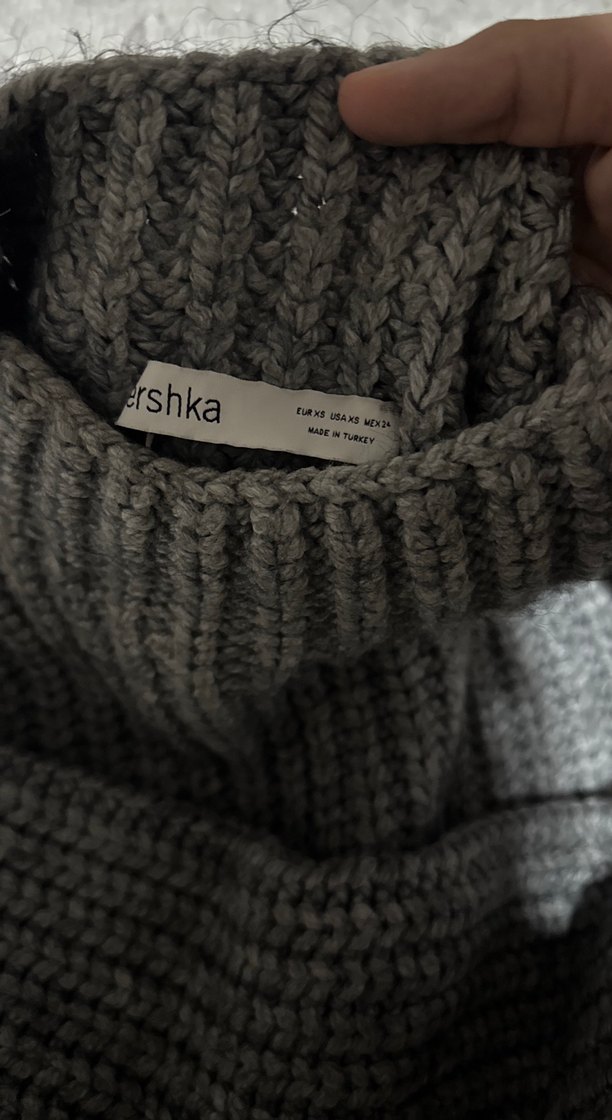 Gri Örgü Boğazlı Kadın Kazak - Görsel 3