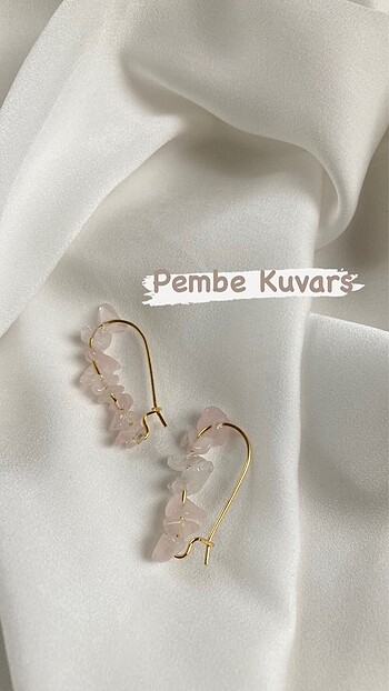 Pembe kuvars küpe