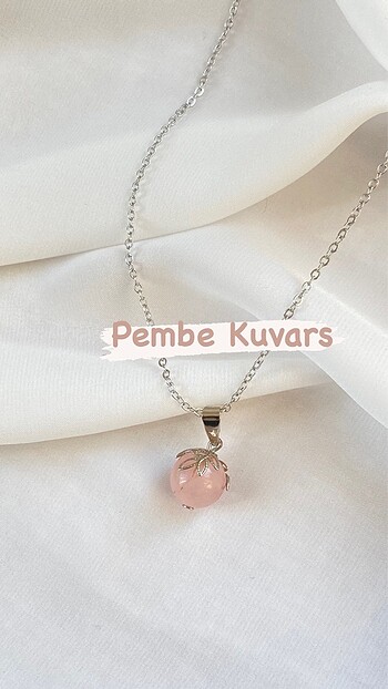 Pembe kuvars kolye