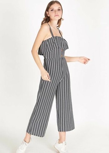 Addax Siyah Beyaz Çizgili Tulum - Görsel 5