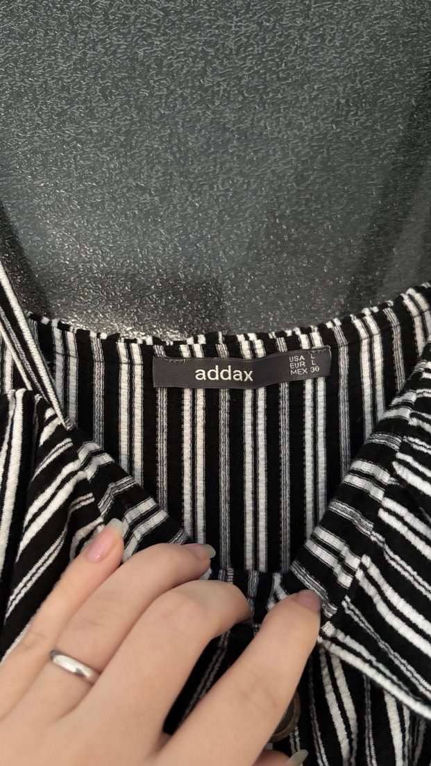 Addax Siyah Beyaz Çizgili Tulum - Görsel 3