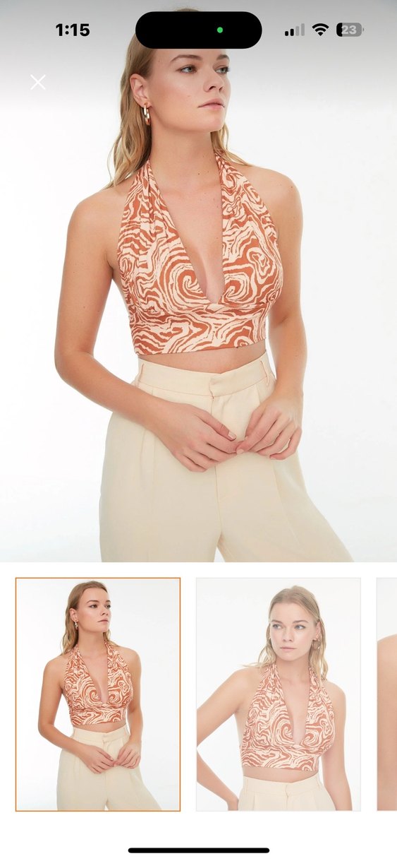 Trendyolmilla Crop Kahverengi Bluz - Görsel 4