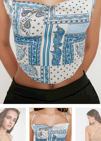 Trendyolmilla Degaje Yaka Crop Bluz - Görsel 5