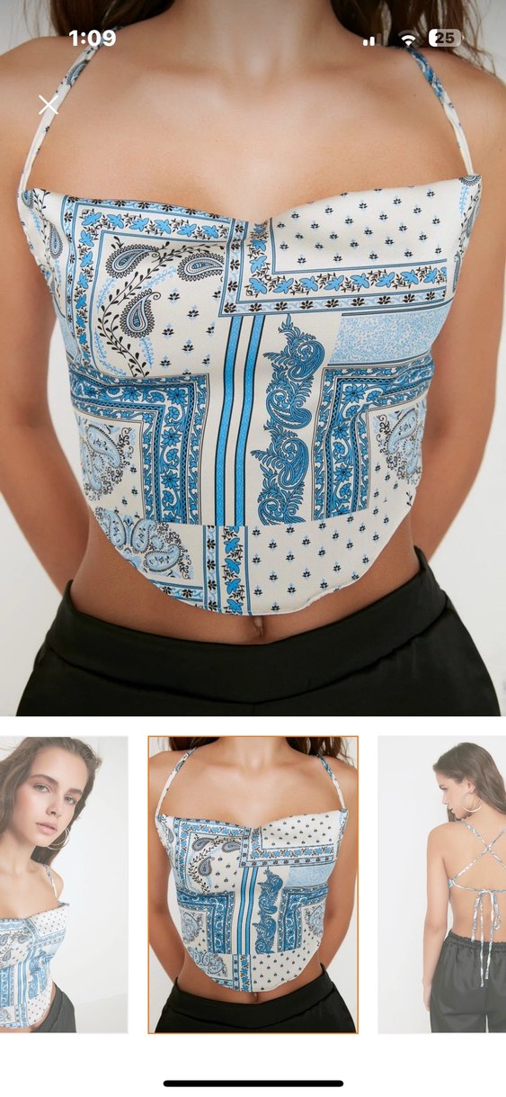 Trendyolmilla Degaje Yaka Crop Bluz - Görsel 5