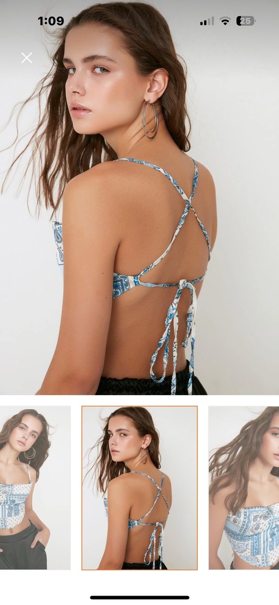 Trendyolmilla Degaje Yaka Crop Bluz - Görsel 4