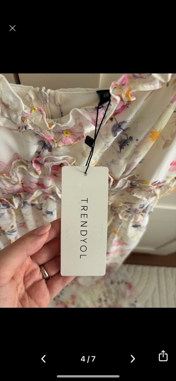 Trendyolmilla Çiçek Desenli Şifon Elbise - Görsel 4