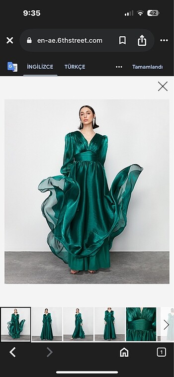 Trendyolmilla Zümrüt Yeşili Abiye Elbise - Görsel 7