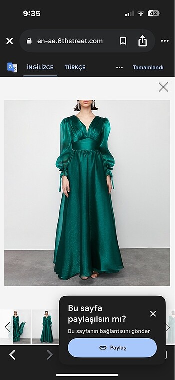 Trendyolmilla Zümrüt Yeşili Abiye Elbise - Görsel 8