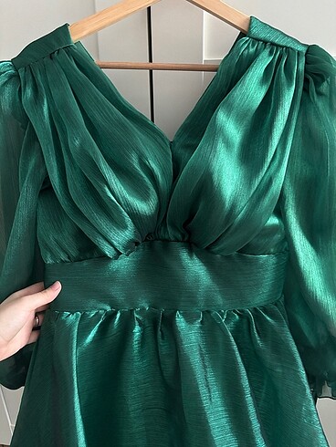 Trendyolmilla Zümrüt Yeşili Abiye Elbise - Görsel 6