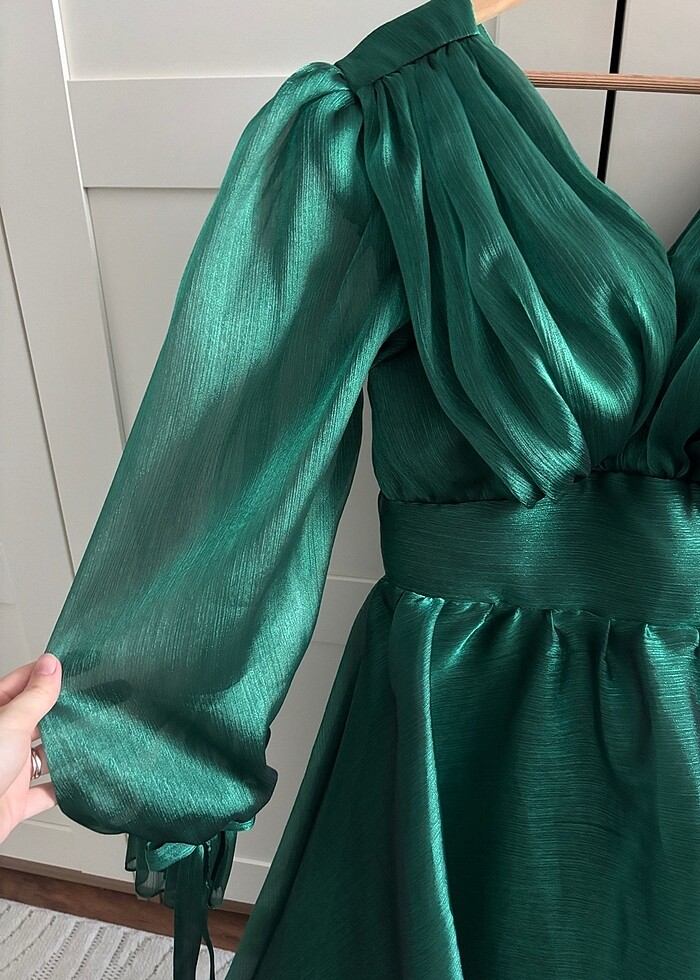 Trendyolmilla Zümrüt Yeşili Abiye Elbise - Görsel 5