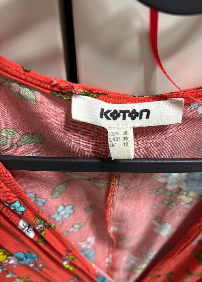 Koton Çiçekli Kırmızı Elbise - Görsel 3