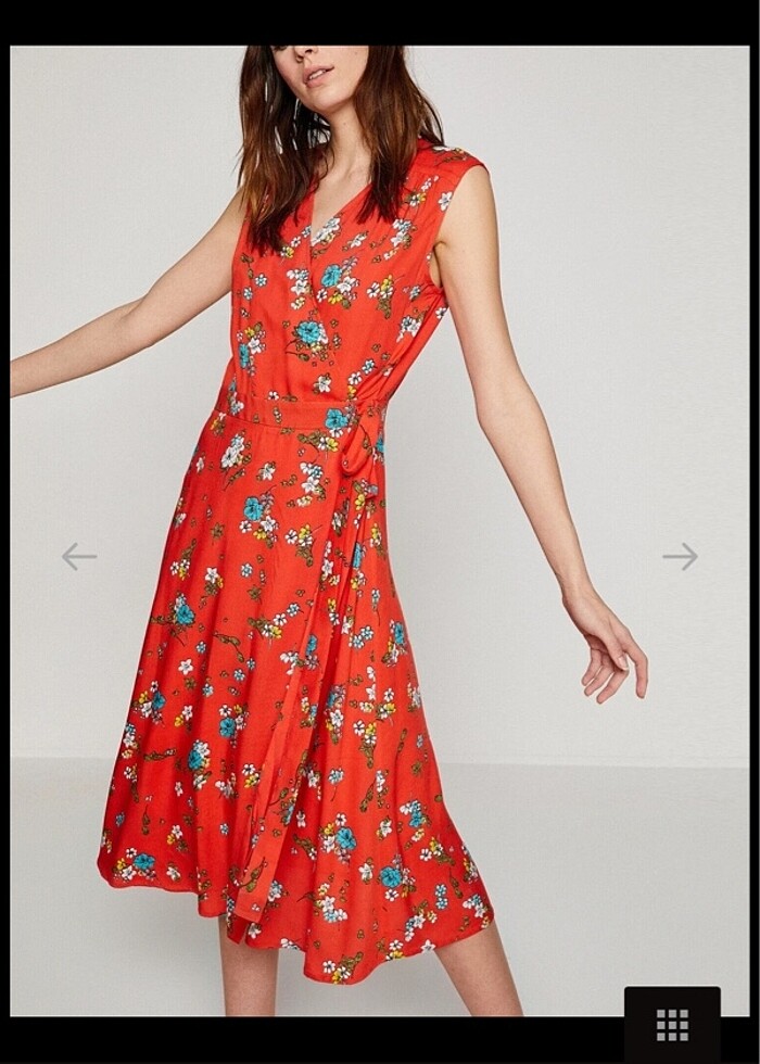 Koton Çiçekli Kırmızı Elbise - Görsel 5