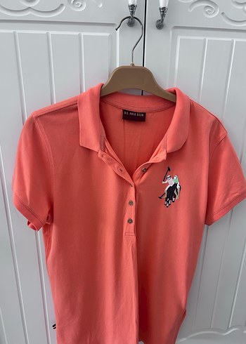 m Beden Kızlar için Düğmeli Pembe Polo Tişört