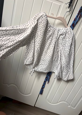 Kız Çocuk Beyaz Balon Kol Denim gömlek - Görsel 3