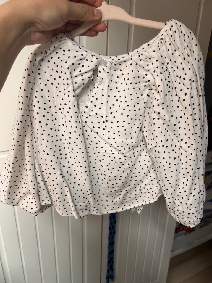 Kız Çocuk Beyaz Balon Kol Denim gömlek - Görsel 4