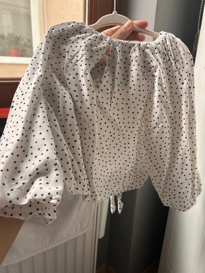 Kız Çocuk Beyaz Balon Kol Denim gömlek - Görsel 5