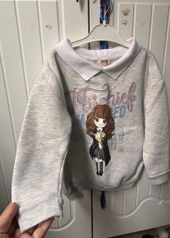 Kız Çocuk Gri Baskılı Sweatshirt - Görsel 2