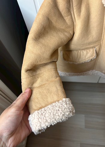 Bej Peluş Detaylı çocuk Ceket - Görsel 4