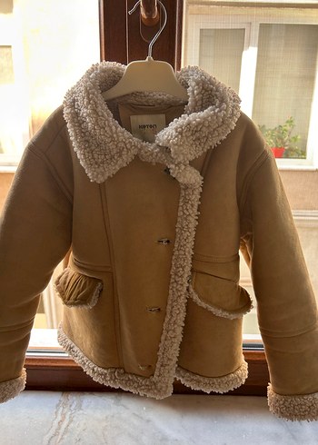 Bej Peluş Detaylı çocuk Ceket - Görsel 5