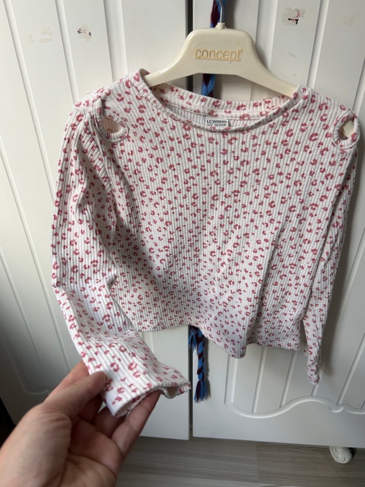 Kız Çocuk Uzun Kollu Pamuklu Baskılı Bluz - Görsel 2