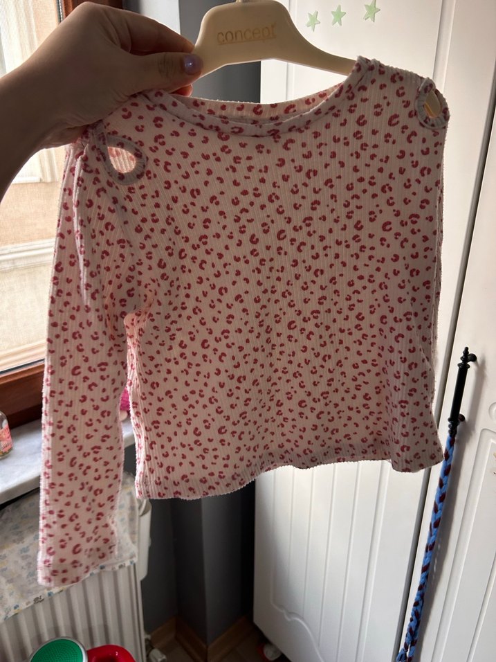 Kız Çocuk Uzun Kollu Pamuklu Baskılı Bluz - Görsel 5