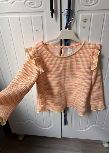 Kız Çocuk Piliseli Uzun Kollu Renkli Bluz - Görsel 6