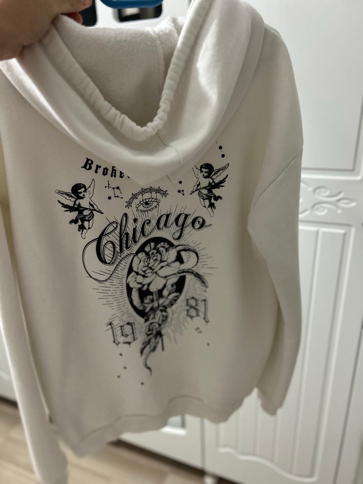 Beyaz Kapüşonlu Kadın Sweatshirt - Görsel 5