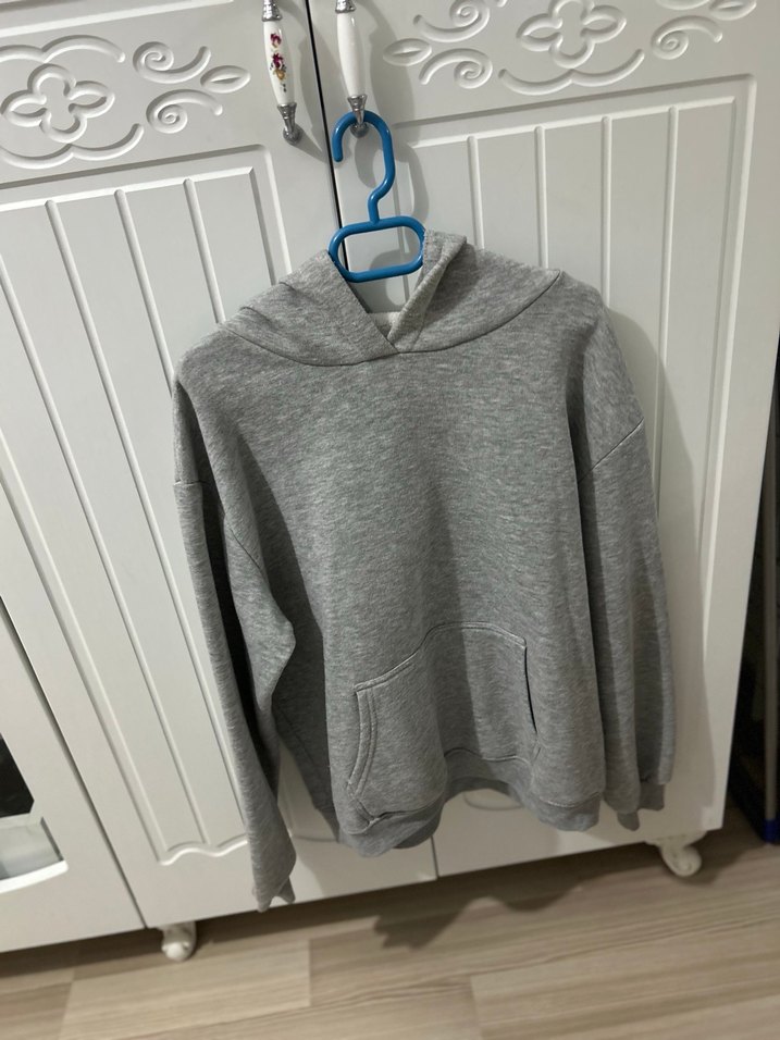 Gri Kadın Kapüşonlu Sweatshirt - Görsel 2
