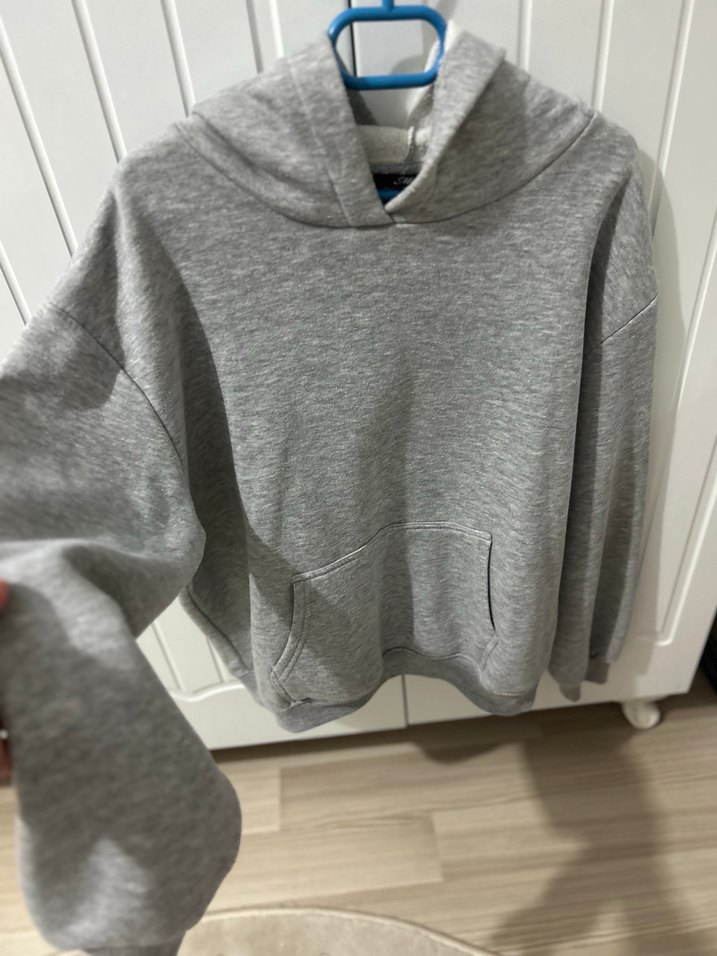 Gri Kadın Kapüşonlu Sweatshirt - Görsel 4