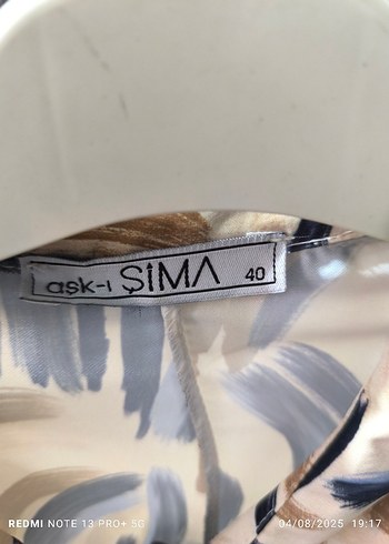 40 Beden çeşitli Renk Bej Desenli Uzun Kollu Salaş Gömlek