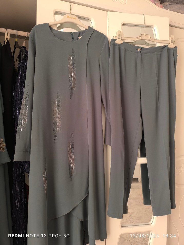 Gri Kadın ikili takım pantolon ust - Görsel 2