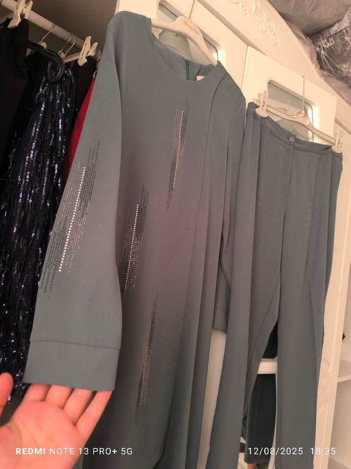 Gri Kadın ikili takım pantolon ust - Görsel 3