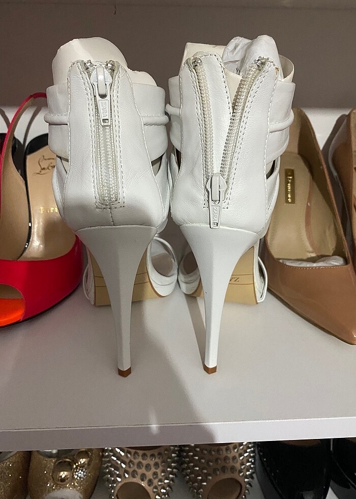 Zara beyaz topuklu sandalet - Görsel 4