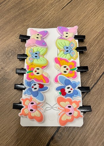 Renkli Çiçek Desenli Çocuk Toka Seti