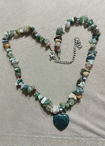 Hint akik doğal taş kalp kolye enerji taşı çakra taşı 