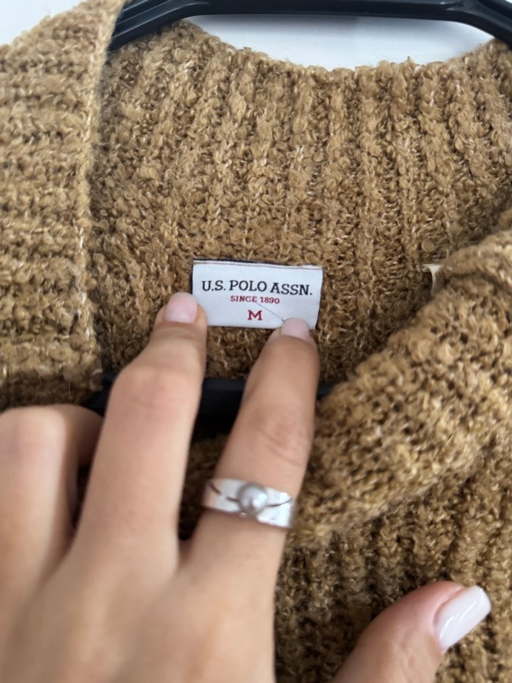 Kahverengi Boğazlı Kadın Triko Kazak - Görsel 3