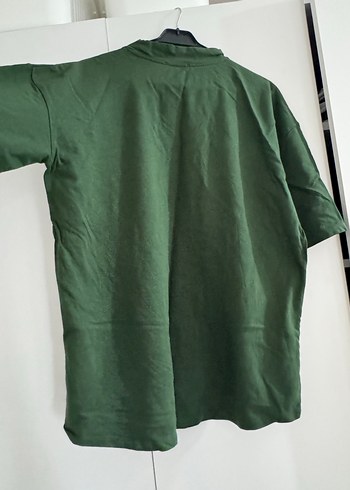 Yeşil Yüksek Yakalı Keten Kadın Tişört - Görsel 4