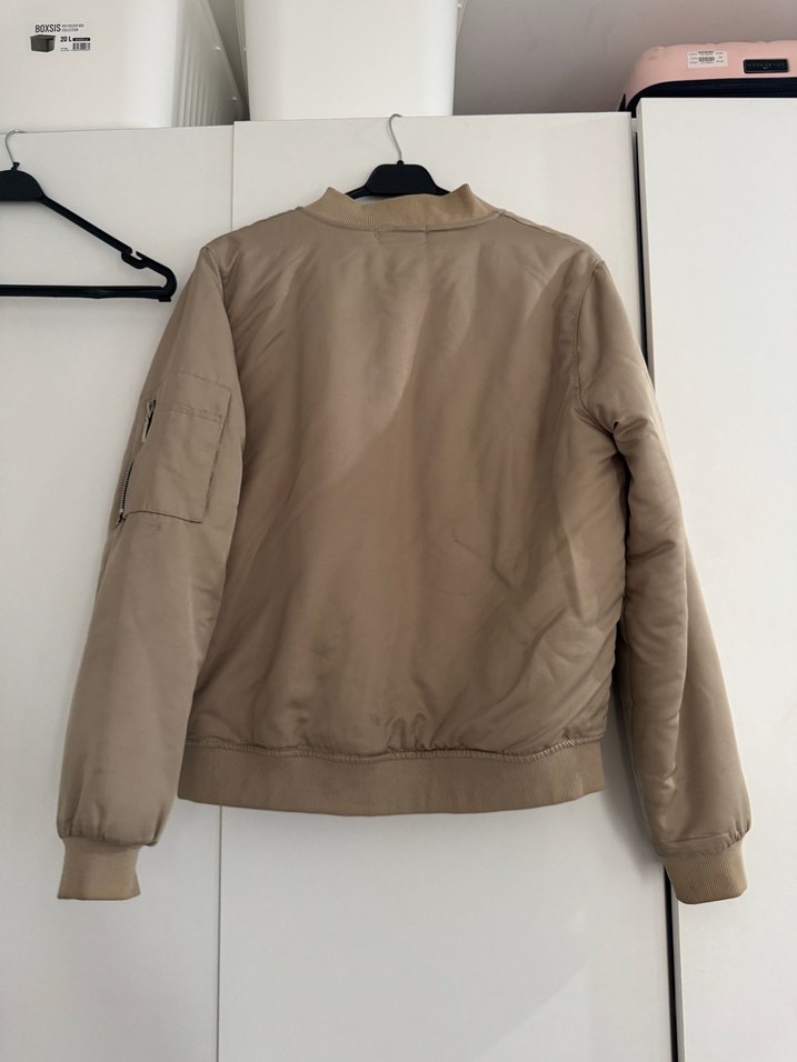 Bej Kadın Süet Fermuarlı Ceket - Görsel 2