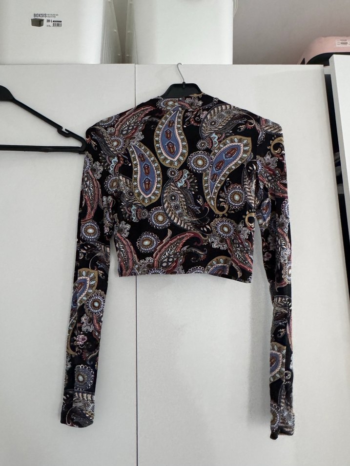 Desenli Kemerli Bohem Mini Bluz - Görsel 3