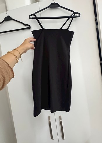 Siyah İnce Askılı Midi Elbise - Görsel 3