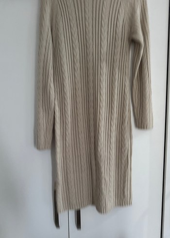Bej Örgü Kadın Triko Elbise - Görsel 2