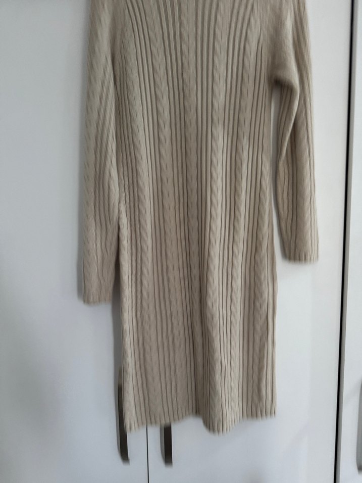 Bej Örgü Kadın Triko Elbise - Görsel 2