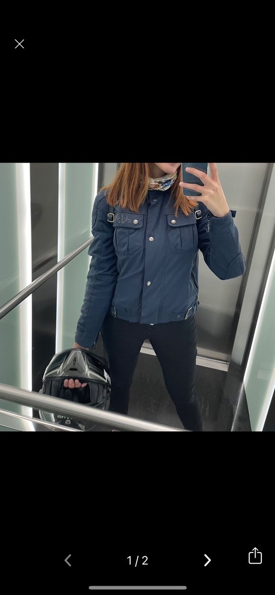 Kemer Detaylı Lacivert Denim motor Ceket - Görsel 2