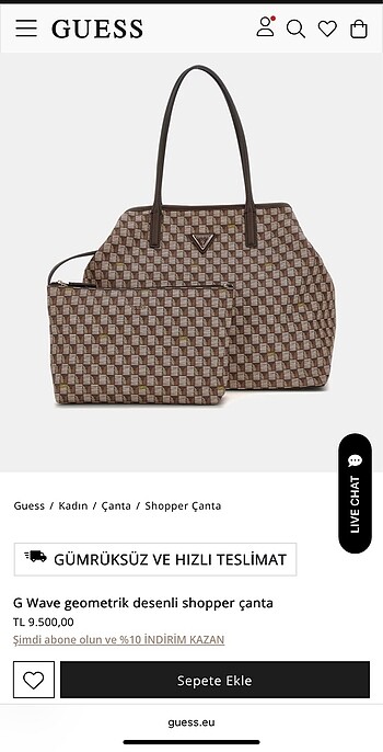 Guess Wave Large Tote Bag