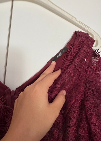 Abiye Bordo Uzun Kollu Bohem Kadın Abiye Elbise