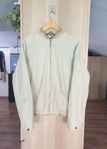 Bej Vintage Oversize Bomber Ceket